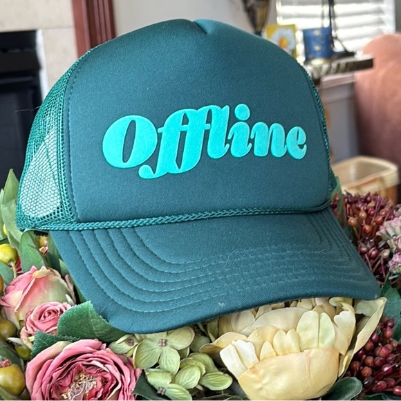 Brand New Ulta Beauty Green Teal “Offline” Trucker Hat Adjustable Baseball Cap - Picture 2 of 15